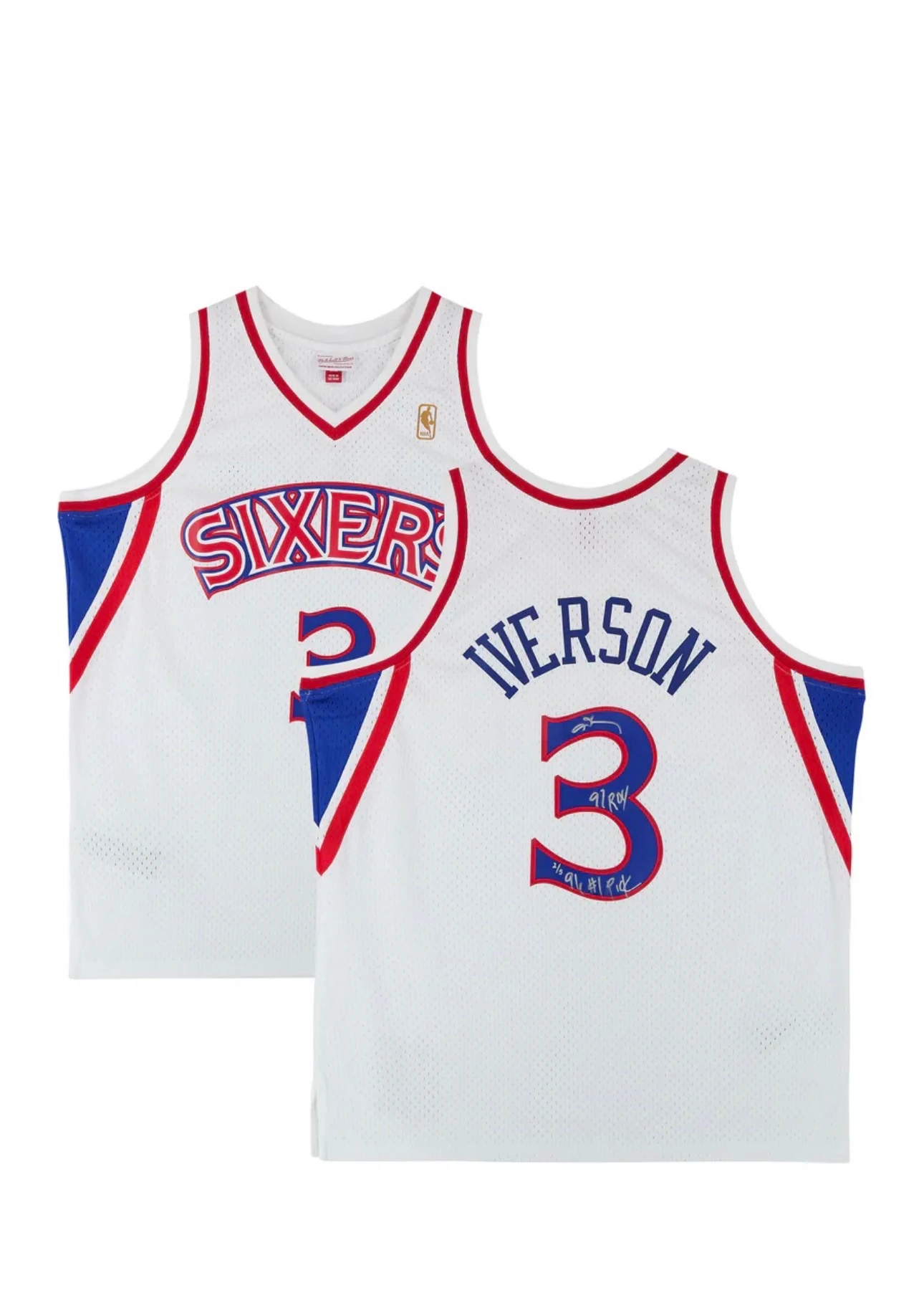 Signed Allen Iverson Philadelphia 76ers White #3 Jersey